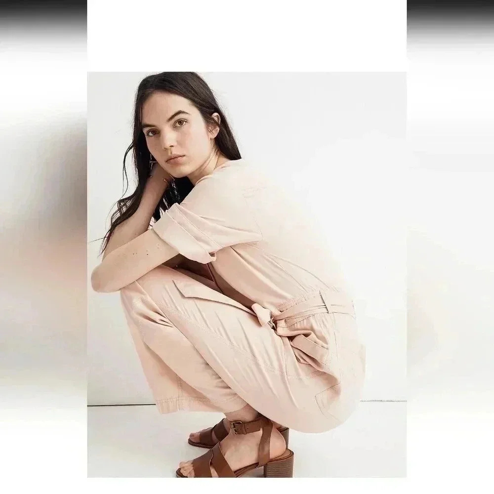 Madewell Top-Stitched Coverall cropped Jumpsuit - Picture 4 of 6